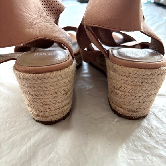 NWOT Eileen Fisher Willow Wedge Espadrilles Sandals blush Pink leather SZ 9 - Picture 10 of 16
